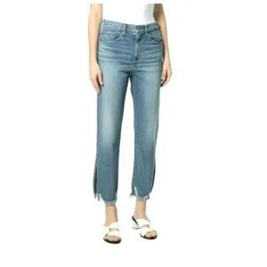 3x1 NYC Made Here Jeans Womens 26 Blue Medium Wash Relaxed Crop Split Raw Hem